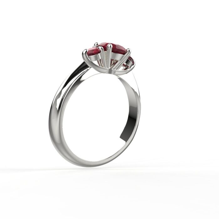 Avarta Jewellery Sterling Silver Ring With Synthetic Ruby Gemstone & American Diamonds For Girls & Wemen - Image 3