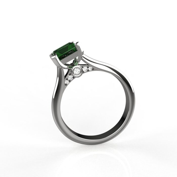 Avarta Jewellery Sterling Silver Faux Emerald Ring With Diamonds For Girls & Women - Image 3