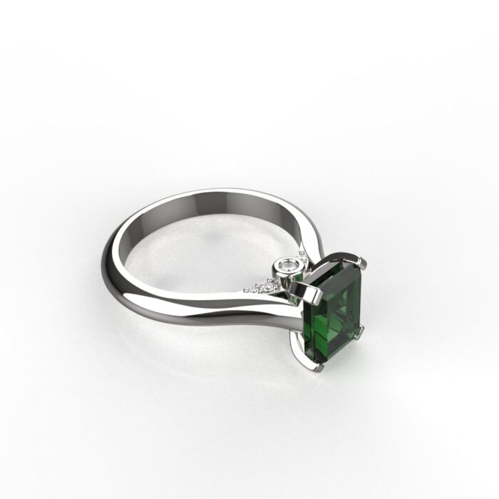 Avarta Jewellery Sterling Silver Faux Emerald Ring With Diamonds For Girls & Women - Image 4