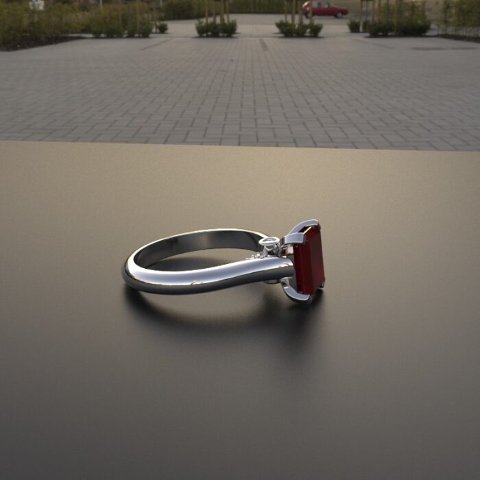 Avarta Jewellery Sterling Silver Faux Ruby Ring With Diamonds - Image 5
