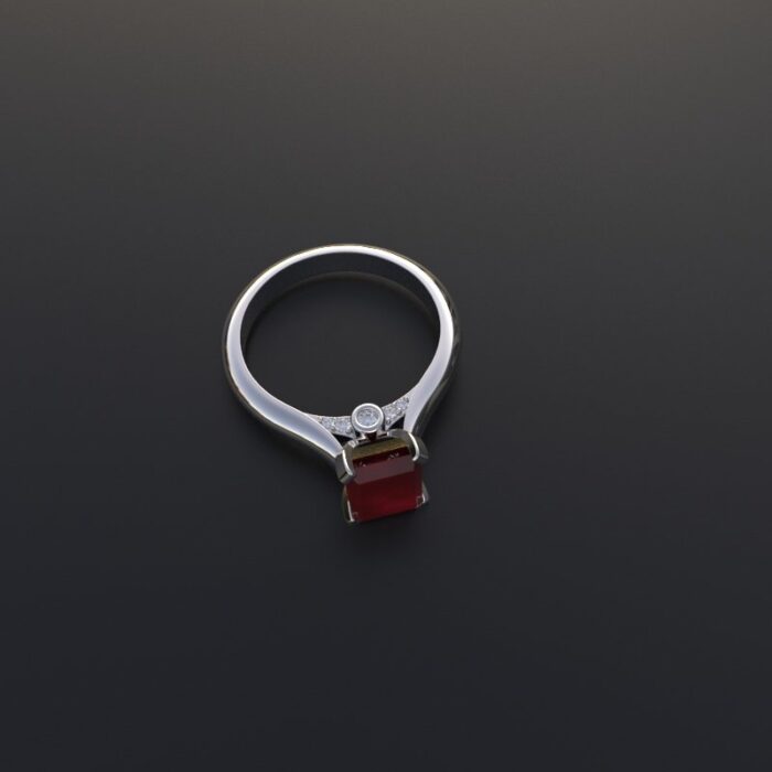 Avarta Jewellery Sterling Silver Faux Ruby Ring With Diamonds - Image 4