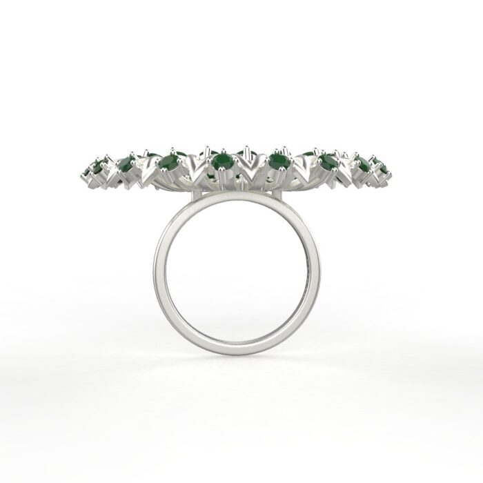Avarta Jewellery Sterling Silver Ring With Synthetic Emerald & American Diamonds For Girls & Wemen - Image 2
