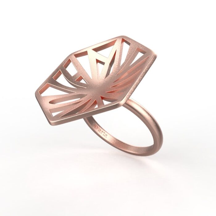 Avarta Sterling Silver Unisex Designer Rose Gold Ring