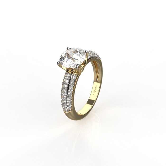 Avarta Jewellery Sterling Silver 2 Carat Engagement Ring With Gold Polish