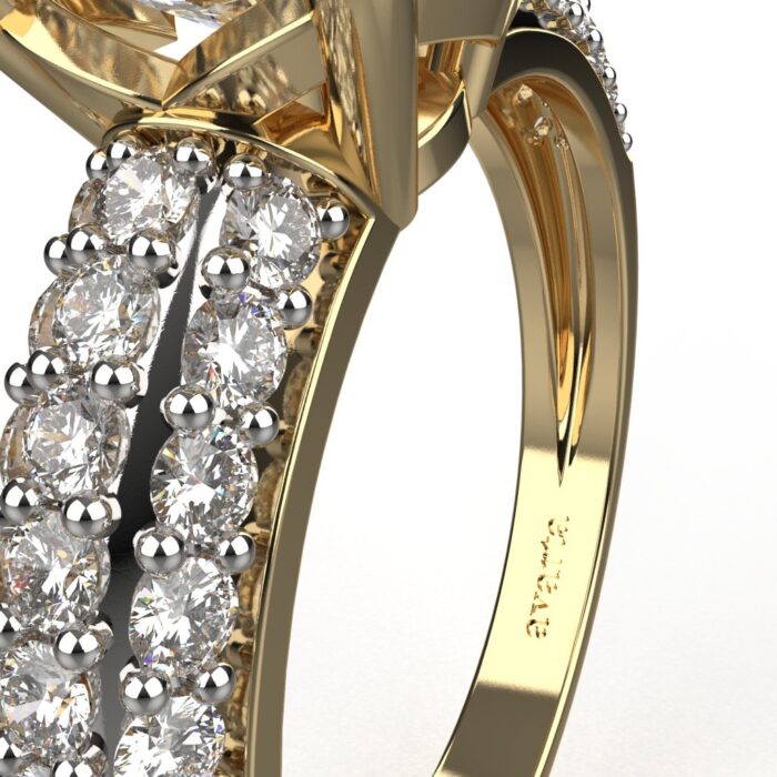 Avarta Jewellery Sterling Silver 2 Carat Engagement Ring With Gold Polish - Image 5