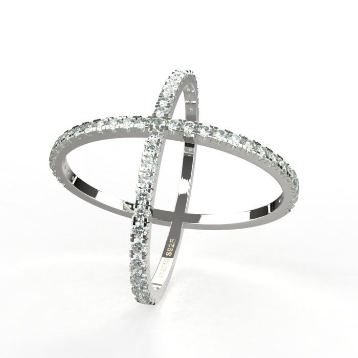 Avarta Jewellery Sterling Silver Criss Cross Ring For Girls & Women