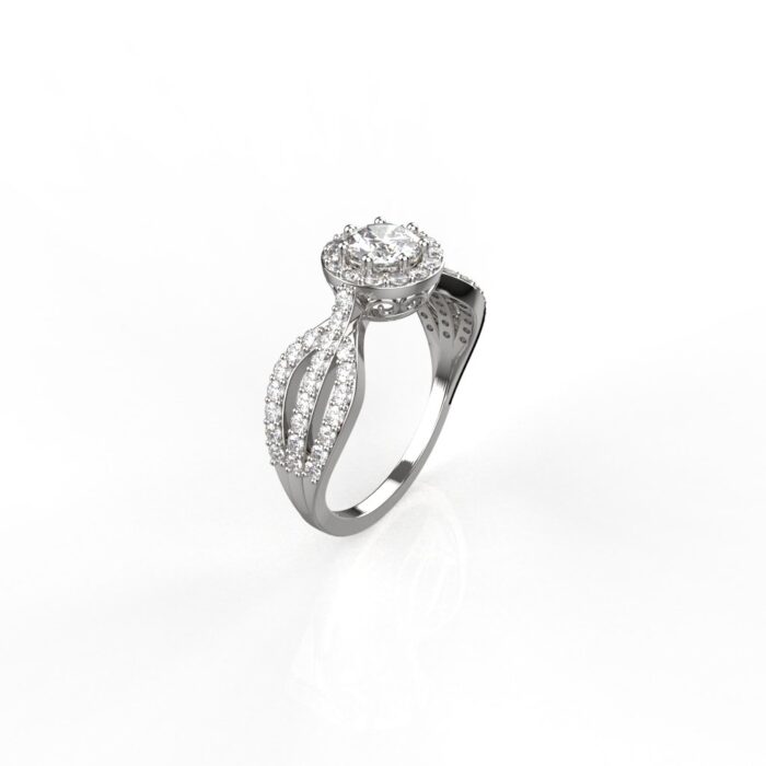 Avarta Jewellery Sterling Silver 0.50 Carat Solitaire Halo Ring For Girls & Women