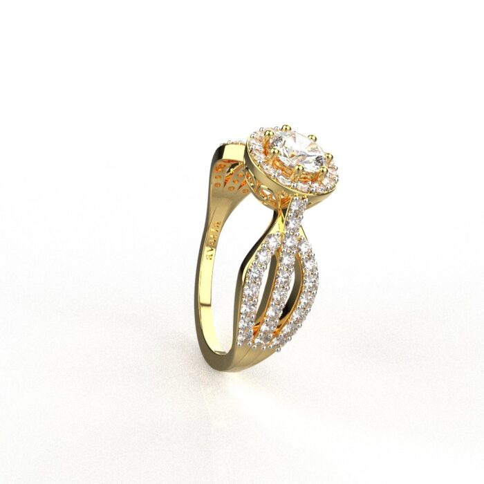 Avarta Jewellery Sterling Silver 0.50 Carat Solitaire Halo Ring With Gold Polish - Image 4