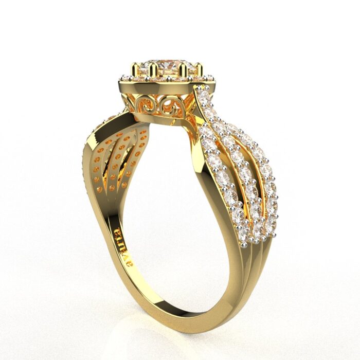 Avarta Jewellery Sterling Silver 0.50 Carat Solitaire Halo Ring With Gold Polish - Image 3