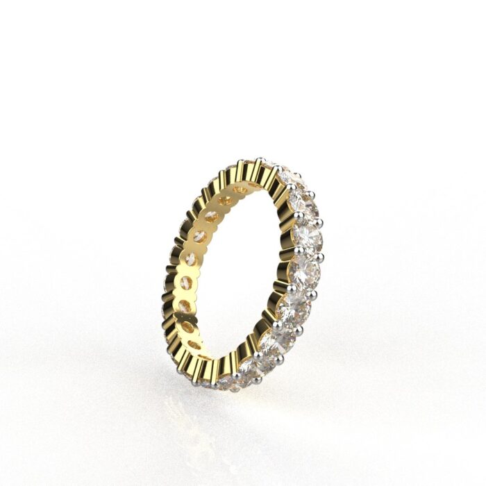 Avarta Jewellery Sterling Silver 10 Cents Eternity Band With Gold Polish
