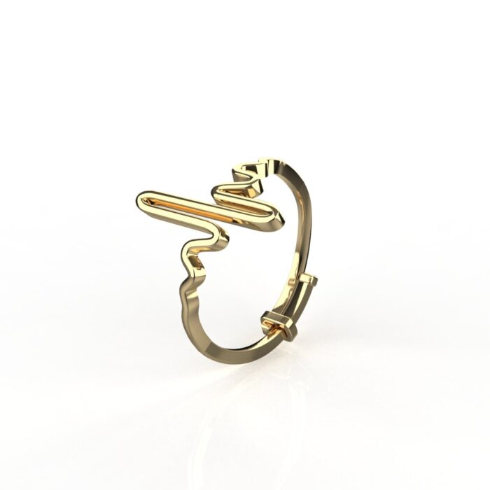 Avarta Sterling Silver Heart Beat Resizable Ring With Gold Polish