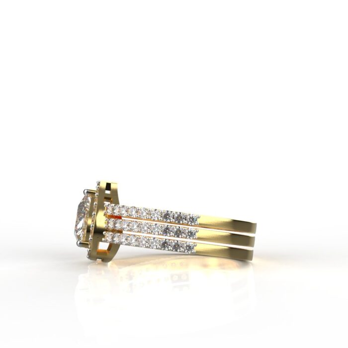 Avarta Jewellery Gold Triple Band Heart Halo Ring With Lab Diamond - Image 3