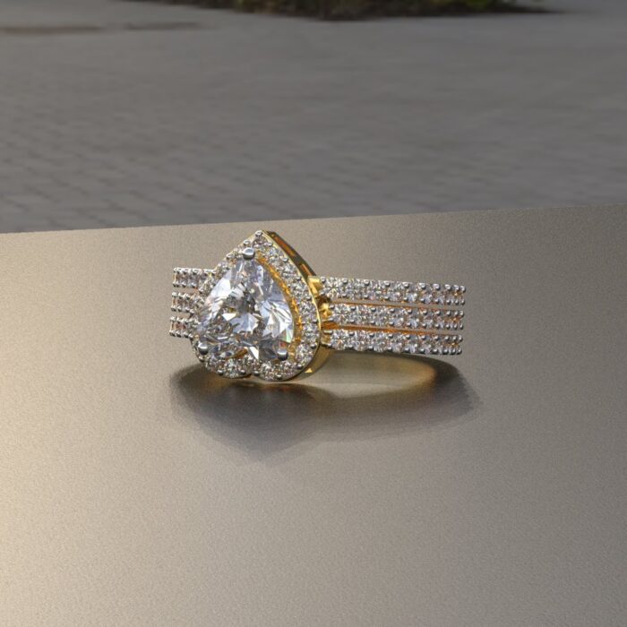 Avarta Jewellery Gold Triple Band Heart Halo Ring With Lab Diamond - Image 4