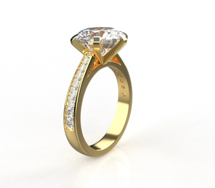 Avarta Jewellery 14k Gold 3 Carat Moissanite Solitaire Cocktail Ring