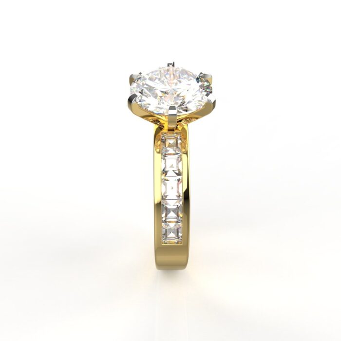 Avarta Jewellery Gold 2 Carat Solitaire and 50 cents Princess Moissanite Ring - Image 3