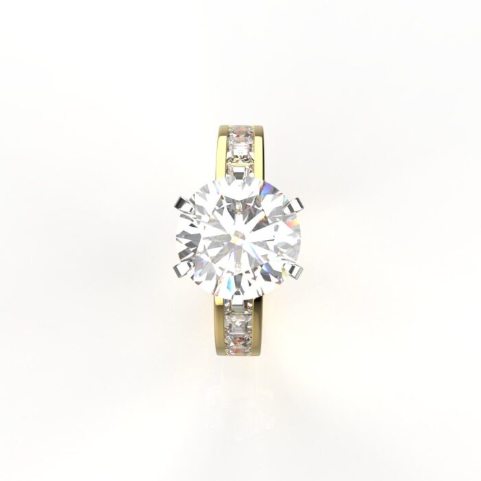 Avarta Jewellery Gold 2 Carat Solitaire and 50 cents Princess Moissanite Ring - Image 4