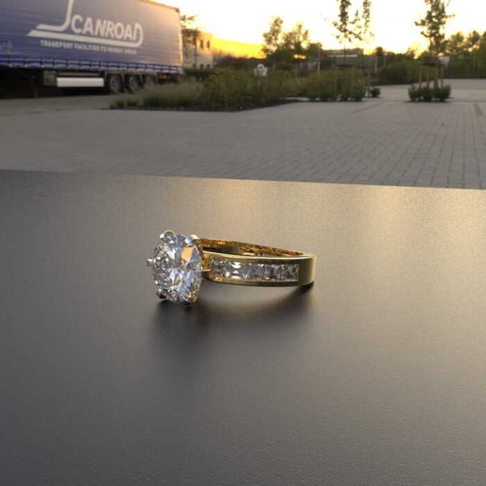 Avarta Jewellery Gold 2 Carat Solitaire and 50 cents Princess Moissanite Ring - Image 6
