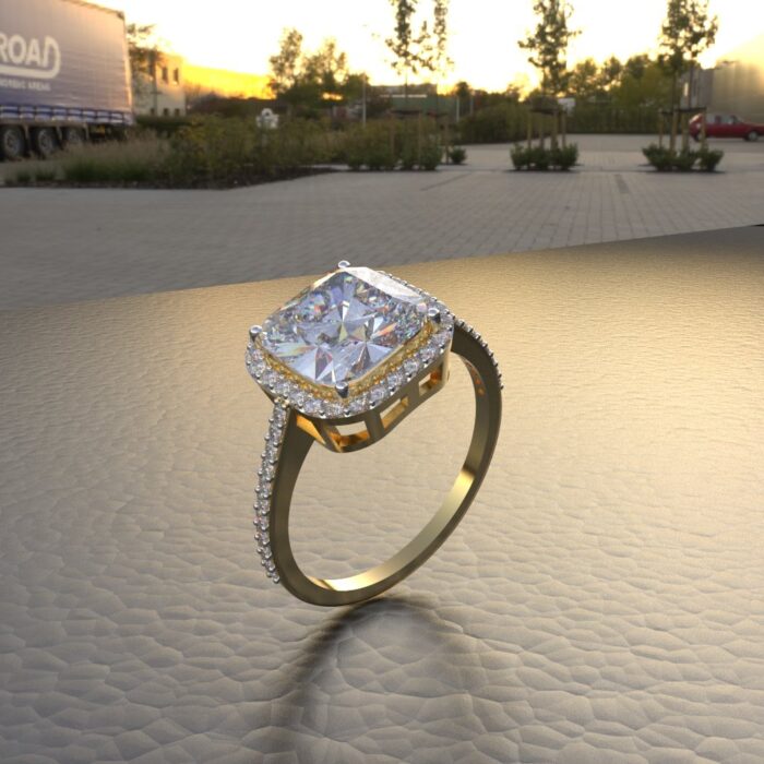 Avarta Jewellery 18k Gold 3 Carat Moissanite Solitaire Halo Ring - Image 2