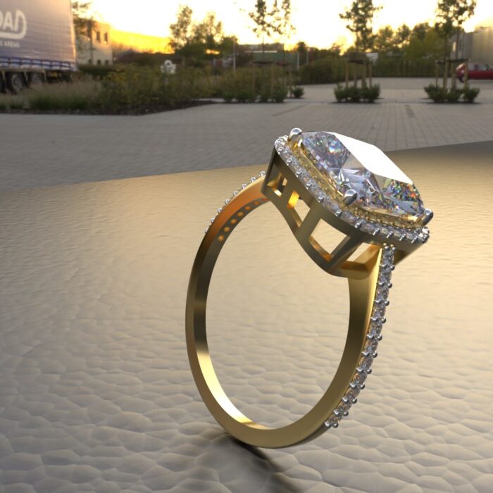 Avarta Jewellery 18k Gold 3 Carat Moissanite Solitaire Halo Ring - Image 3