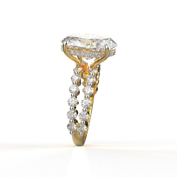 Avarta Jewellery 18k Gold 4 Carat Oval Crushed Ice Moissanite Solitaire Halo Ring - Image 4