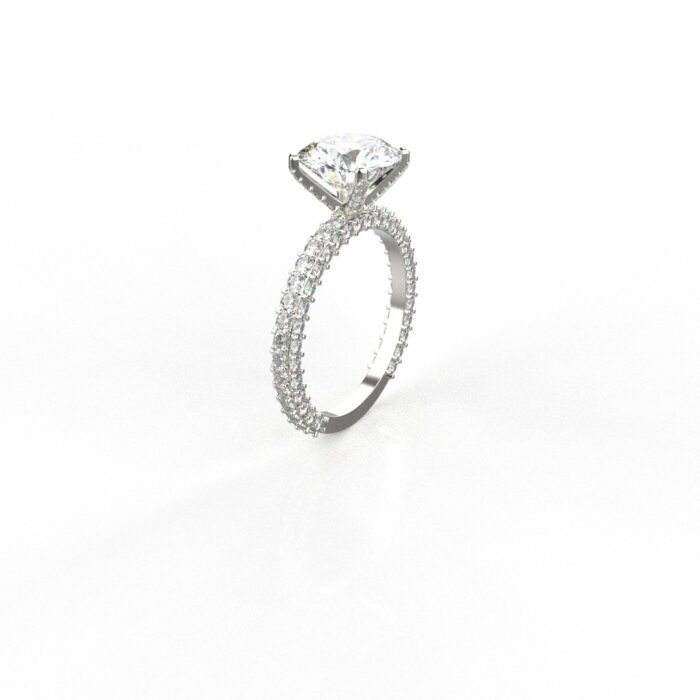 Avarta 18k White Gold 3 Carat Solitaire Moissanite Cocktail Ring