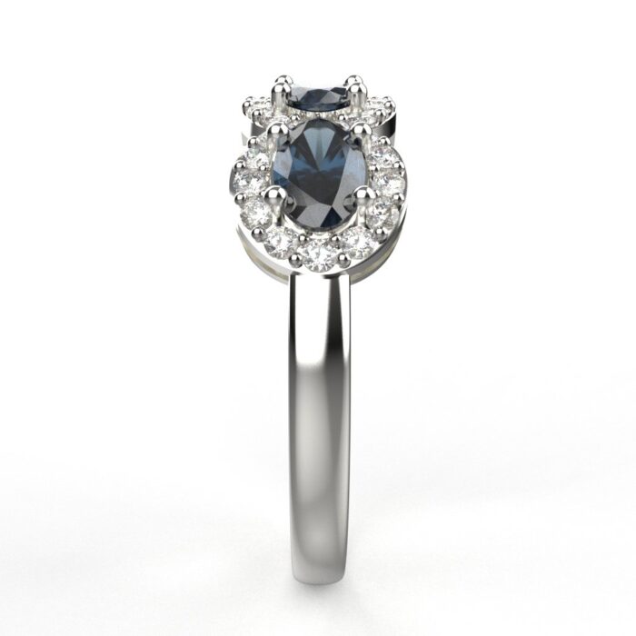 Avarta Jewellery Sterling Silver Blue Sapphire Ring With Moissanite - Image 4