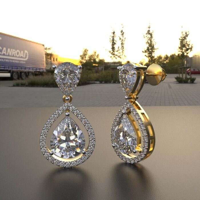 Avarta 18k Gold Moissanite Dangler Earring - Image 2
