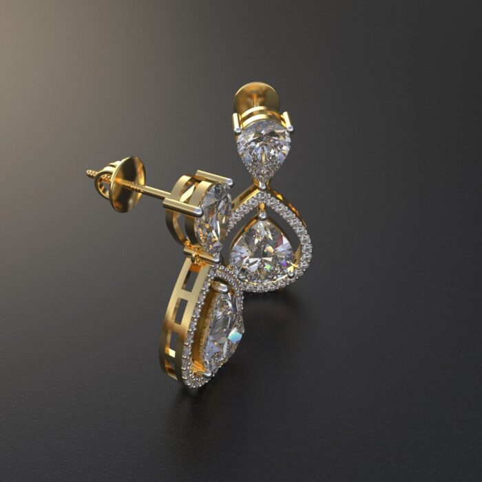 Avarta 18k Gold Moissanite Dangler Earring - Image 3