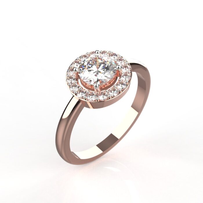 Avarta Jewellery 50 Cents Lab Diamond Rose Gold Halo Solitaire Ring