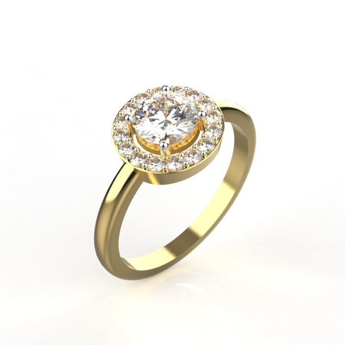 Avarta Jewellery 50 Cents Lab Diamond Halo Solitaire Ring