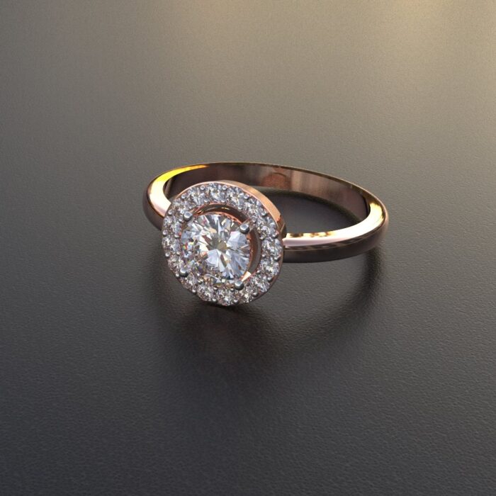 Avarta Jewellery 50 Cents Lab Diamond Rose Gold Halo Solitaire Ring - Image 3