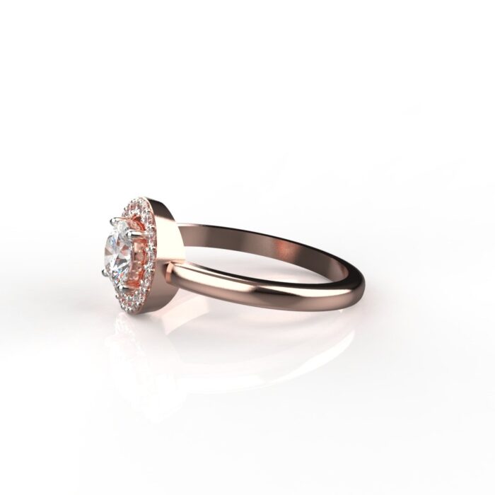 Avarta Jewellery 50 Cents Lab Diamond Rose Gold Halo Solitaire Ring - Image 4