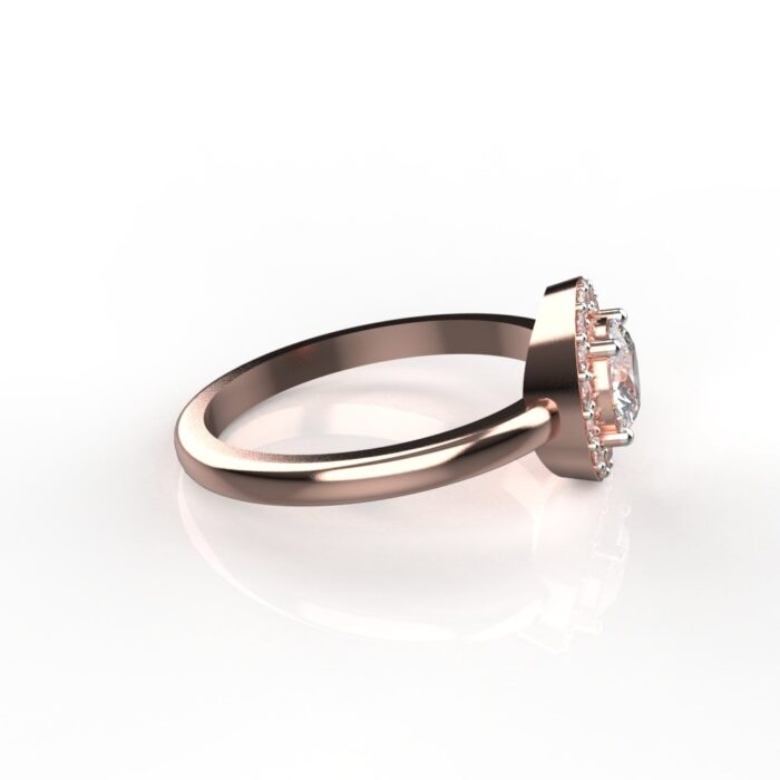 Avarta Jewellery 50 Cents Lab Diamond Rose Gold Halo Solitaire Ring - Image 5