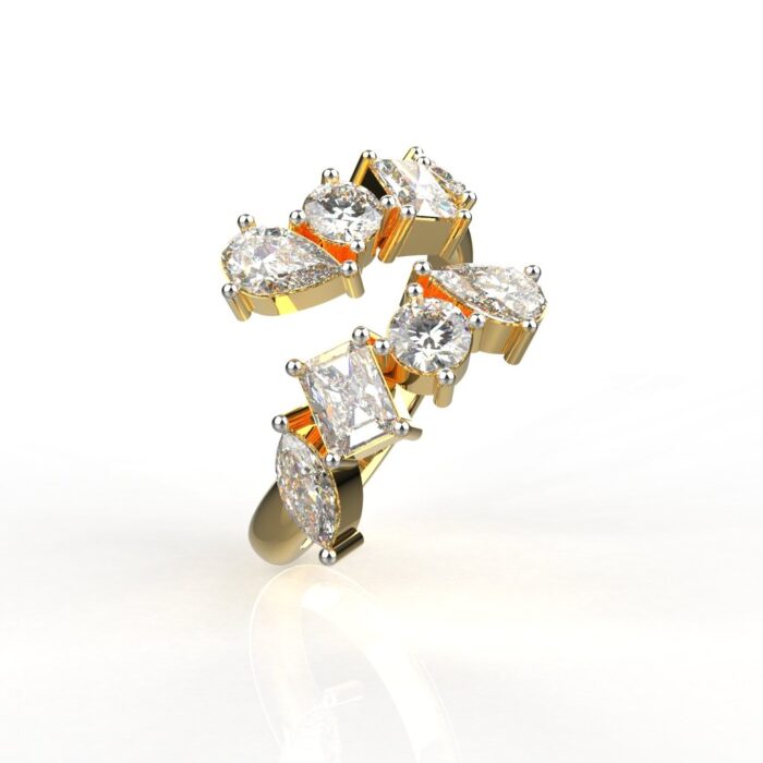 Avarta Jewellery Gold Wavy Fancy Lab Grown Diamond Ring