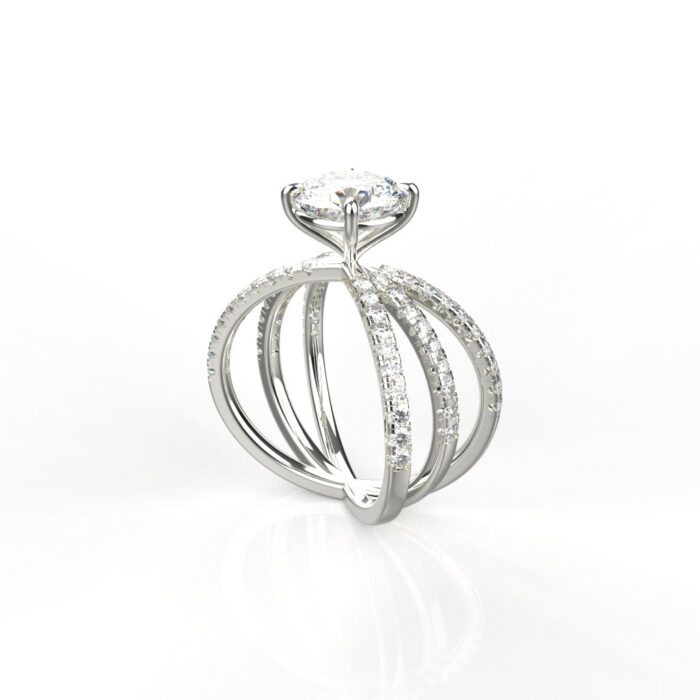 Avarta Jewellery White Gold 1.50 Carat Solitaire and 80 cents Round Lab Grown Diamond Ring - Image 2