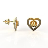 Avarta Jewellery Gold Heart Diamond Studs Earrings - Image 3