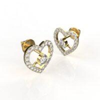 Avarta Jewellery Gold Heart Diamond Studs Earrings - Image 2