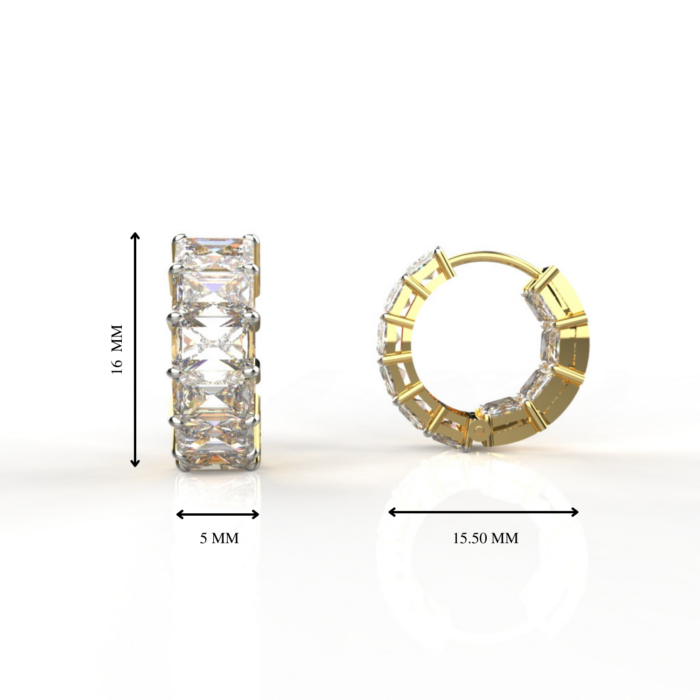 Avarta Jewellery 18K Gold 6 Carat Radiant Cut Moissanite Bali Earrings - Image 3