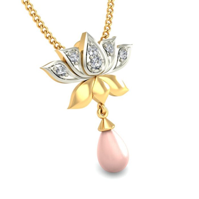Avarta Jewellery 18k Gold Pearl Diamond Flower Pendant - Image 4