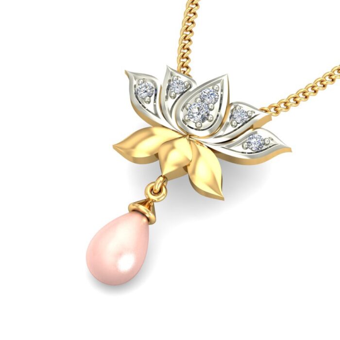 Avarta Jewellery 18k Gold Pearl Diamond Flower Pendant - Image 3