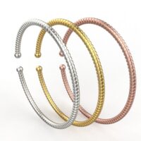 Avarta Jewellery 92.5 Sterling Silver Unisex Bracelet Kada In Rose Gold, White Gold & Yellow Gold