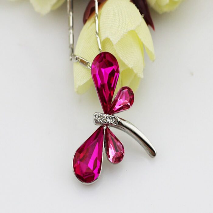 Avarta Allure Swarovski Element Pink Dragonfly Pendant for Girls and Women - Image 2