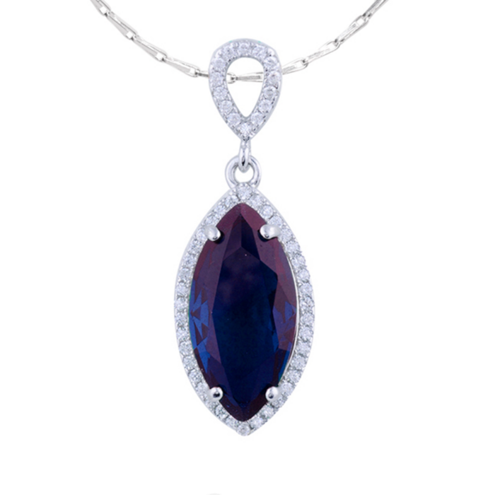 Avarta Jewellery Sterling Silver Blue Sapphire Pendant Set - Image 2