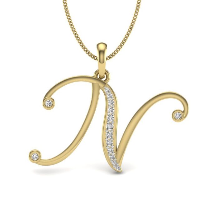 Avarta Jewellery Letter N Lab Grown Diamond Pendant