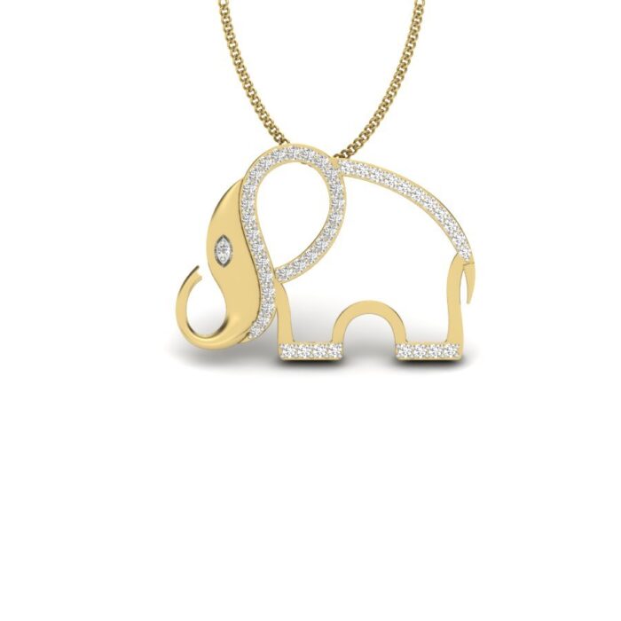 Avarta Jewellery Gold Elephant Lab Grown Diamond Pendant