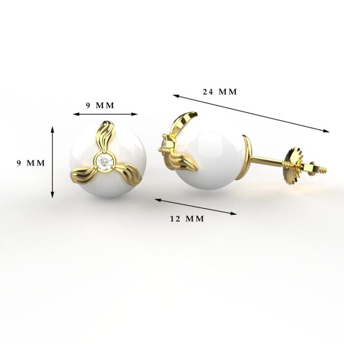 Avarta Jewellery 18K BIS Hallmarked Gold Diamond Pearl Studs Earrings For Girls & Women - Image 3