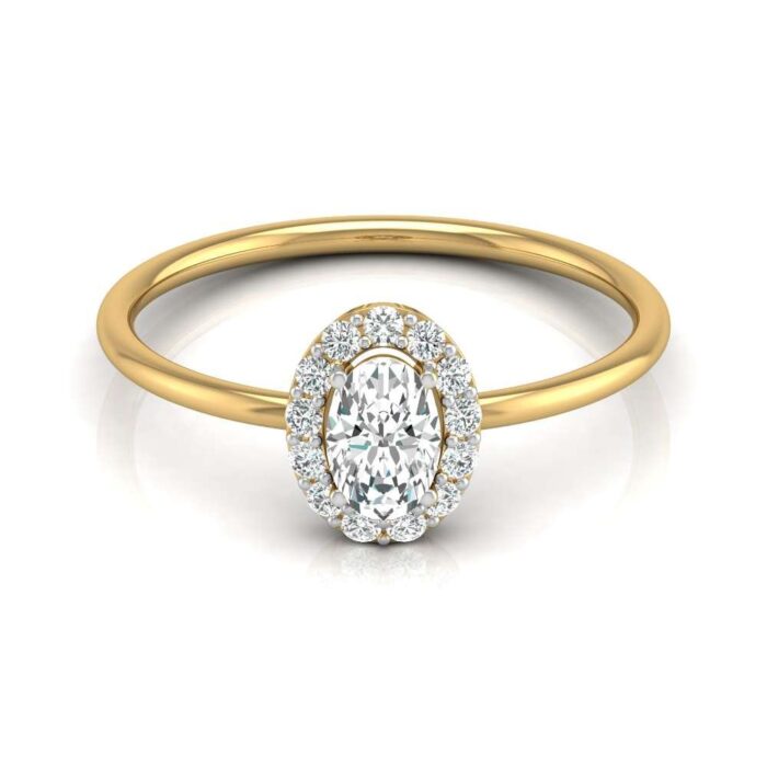 Avarta Jewellery Charismatic 18K Gold Oval Halo Solitaire Ring - Image 2