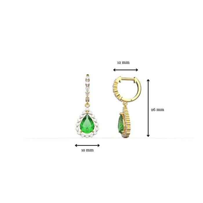 Avarta Jewellery 18k Gold Dangler Earring With Lab Grown Diamond and Emerald - Image 4