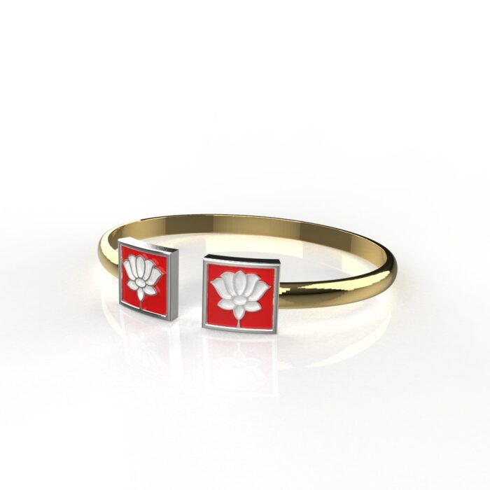 Sterling Silver Flower Enamel Bracelet For Women
