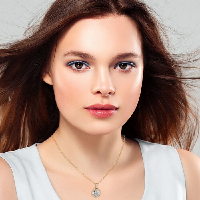Avarta Jewellery 18k Gold Solitaire Halo Pendant - Image 2